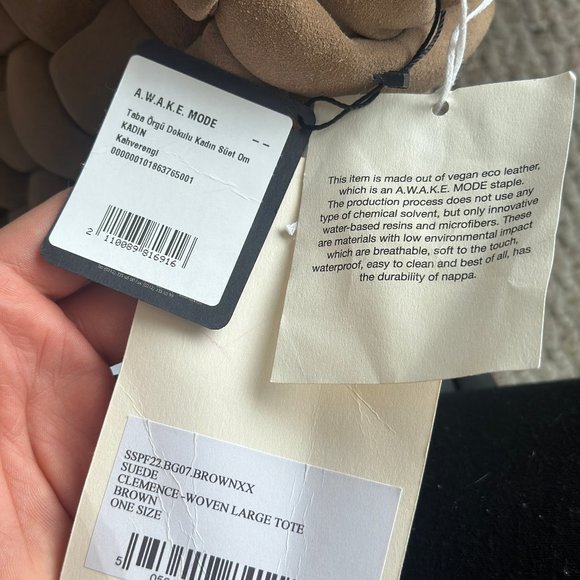 NWT A.W.A.K.E. Mode  interwoven faux-suede tote bag - Picture 7 of 11
